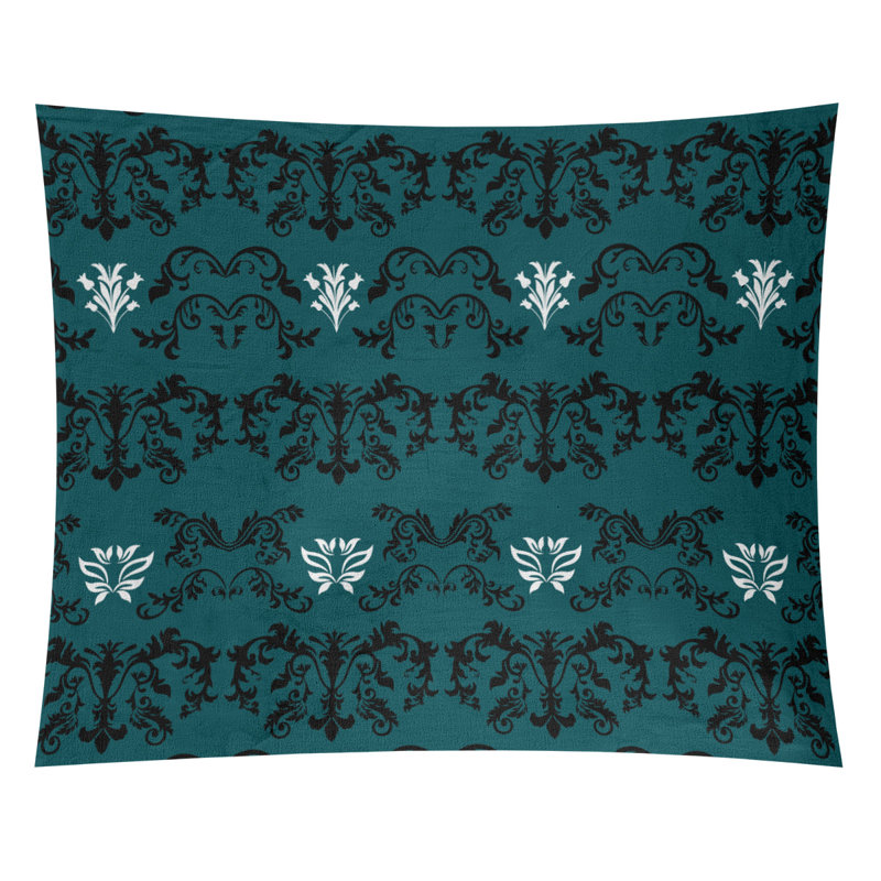 Tapisserie baroque microfibre Philadelphia Football, H 51 po x l 60 po, Bleu sarcelle / noir / blanc