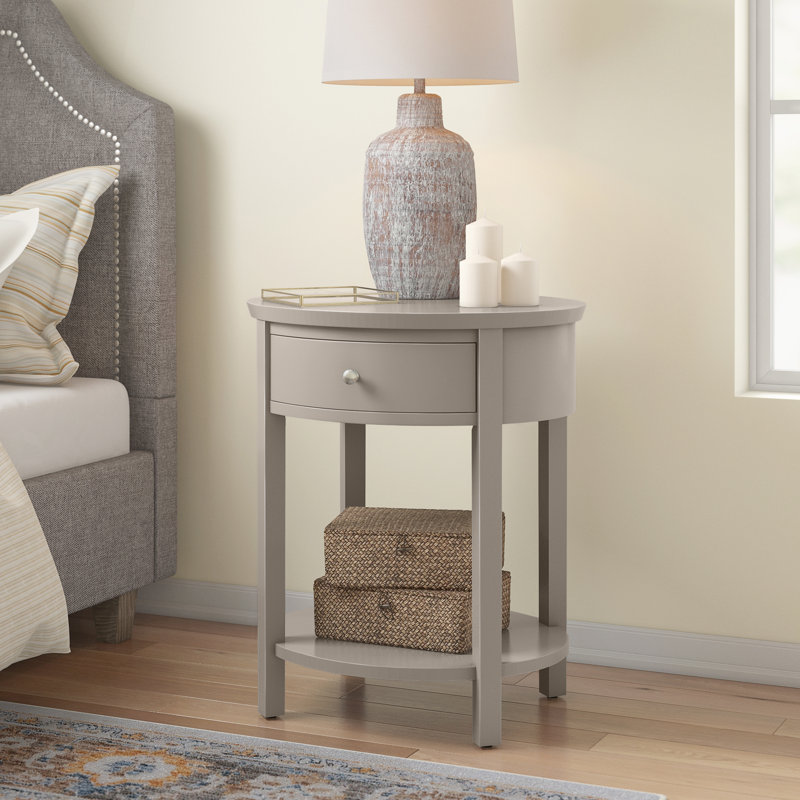 Zaheed End Table with Storage, Silver Birch