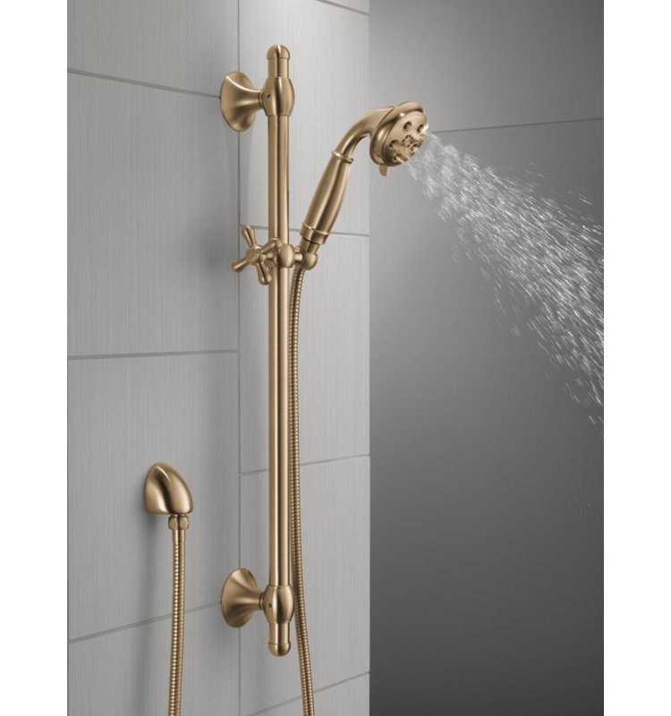 Universal Showering Components Massage/Jet Handheld Shower Head with H2okinetic Technology, Brilliance Champagne Bronze