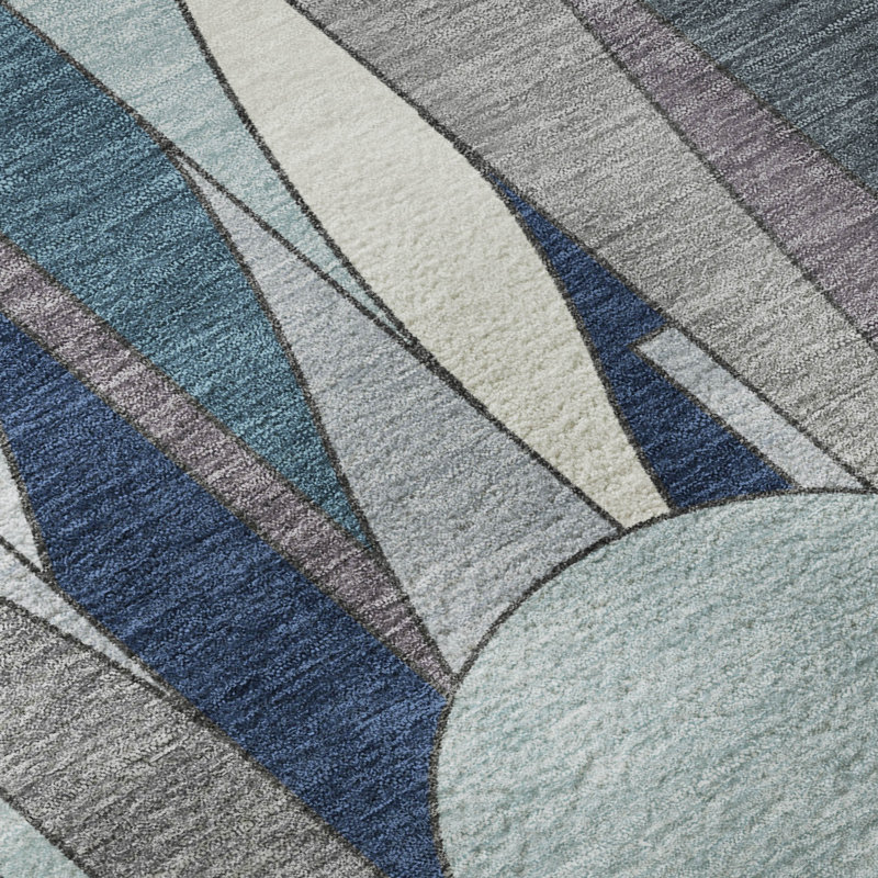 Tapis moderne lavable à la machine de qualité supérieure Mayfield AMF2252, Bleu, 5 pi x 7 pi 6 po