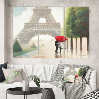 " Paris Romance Couples " 3 - Pieces Painting Print