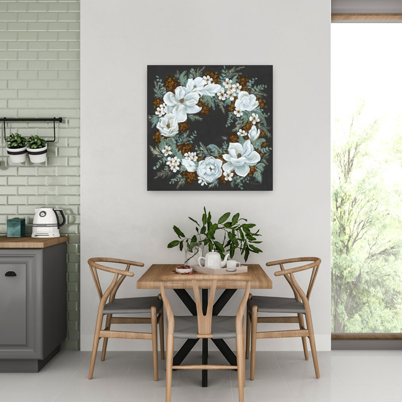 Couronne contemporaine avec art Magnolia, H 32 po x l 32 po