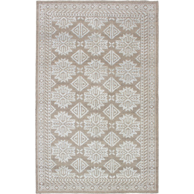 Tapis unique noué à la main brun de 5 pi x 7 pi 9 po Fjoralba