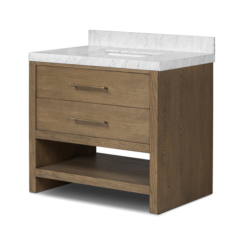 Meuble-lavabo simple Anurima - marbre de Carrare, Brun