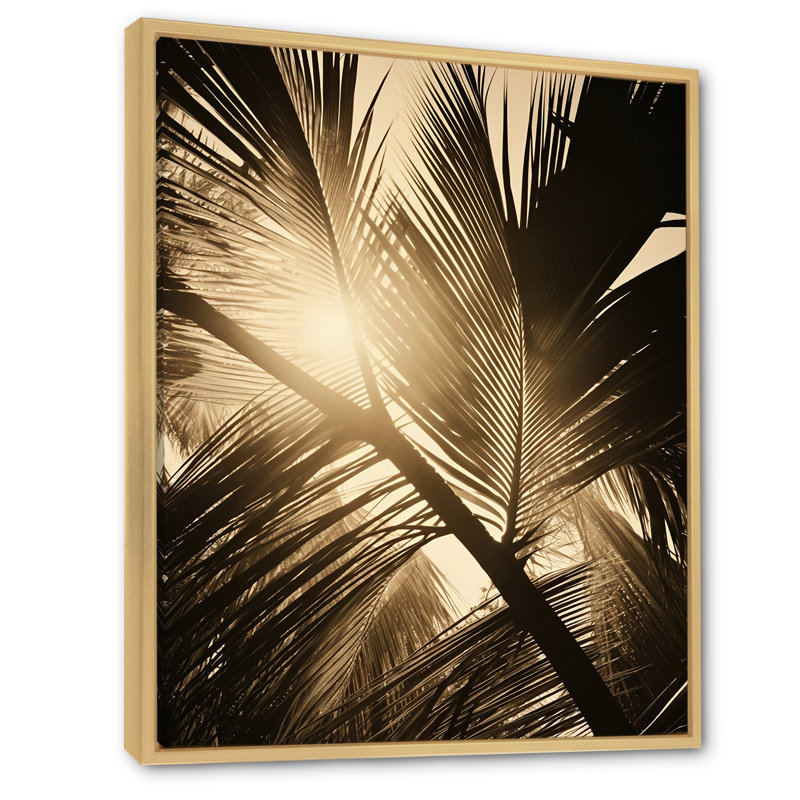 Feuilles de palmier sépia sérénité, Cadre naturel flottant, H 20 po x l 12 po x P 1 po