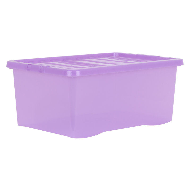 Wham Sparkle 45L Plastic Storage Boxes Pack of 3 Tint Lavender