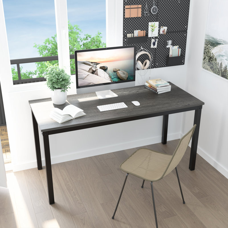 Albertdine Metal Base Writing Desk, Black Oak, 30" H x 55" W x 24" D
