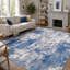 Tapis abstrait lavable bleu-gris de 152 x 213 cm avec envers antidérapant
