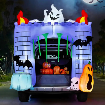 Décorations gonflables d'Halloween 6 pi - conception de château effrayant avec des DEL intégrées
