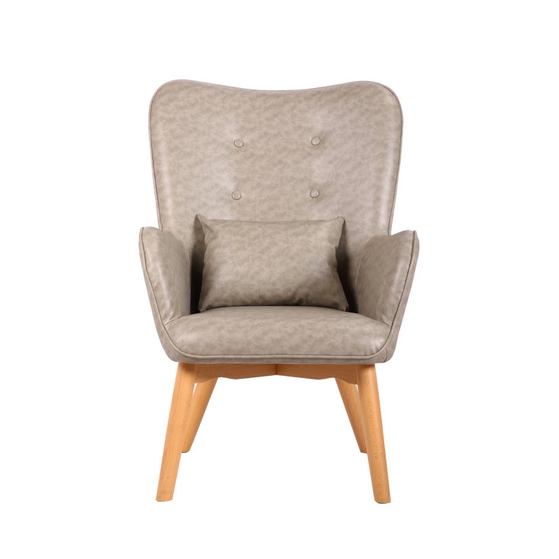 Chillicothe Upholstered Wingback Chair, Gray Faux Leather