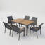 Ensemble de salle à manger 7 pièces en aluminium gris, table rectangulaire haute densité HDPS à 6 places et chaises en textilène pour le patio-125160768