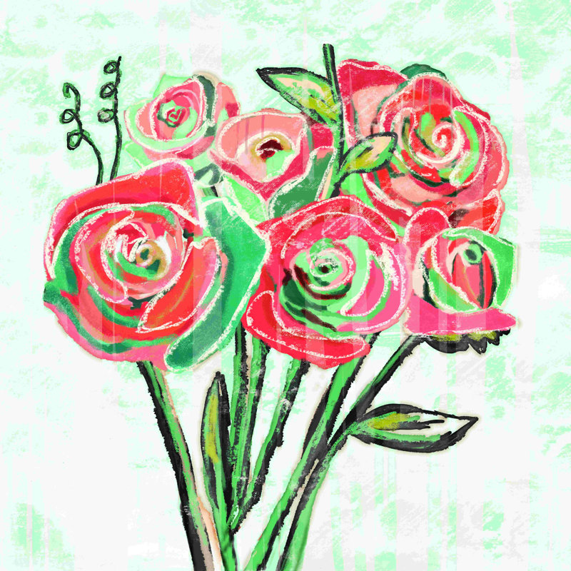 Funky Painted Roses 3, H 30 po x l 30 po