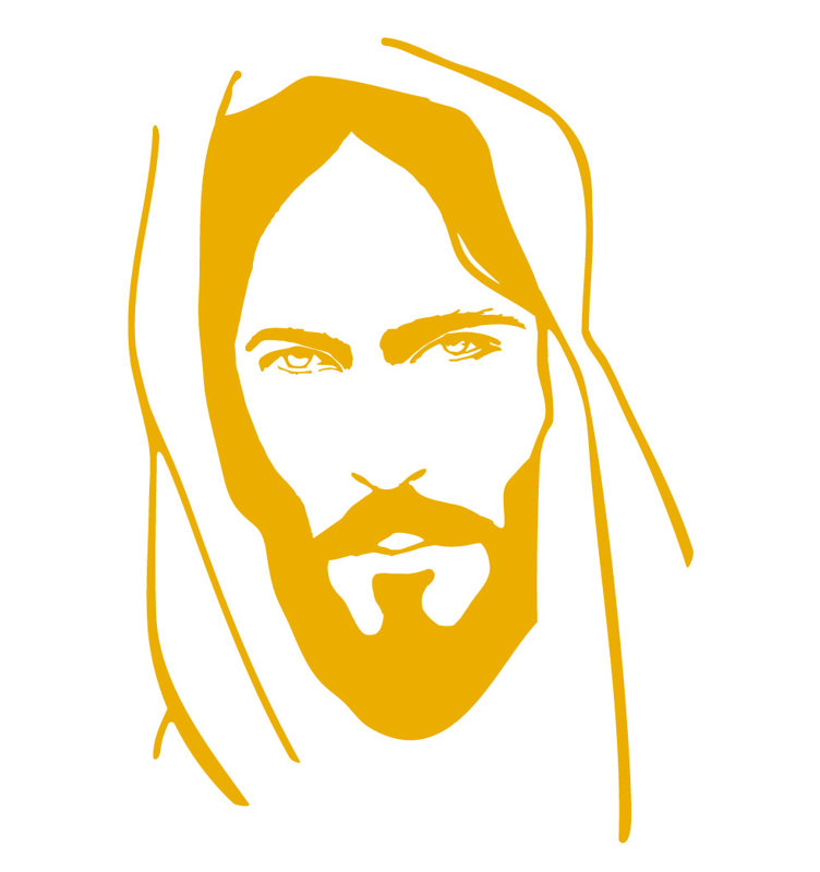 Décalcomanie murale face of jesus, H 48 po x l 33 po x P 0,01 po, Jaune signalisation