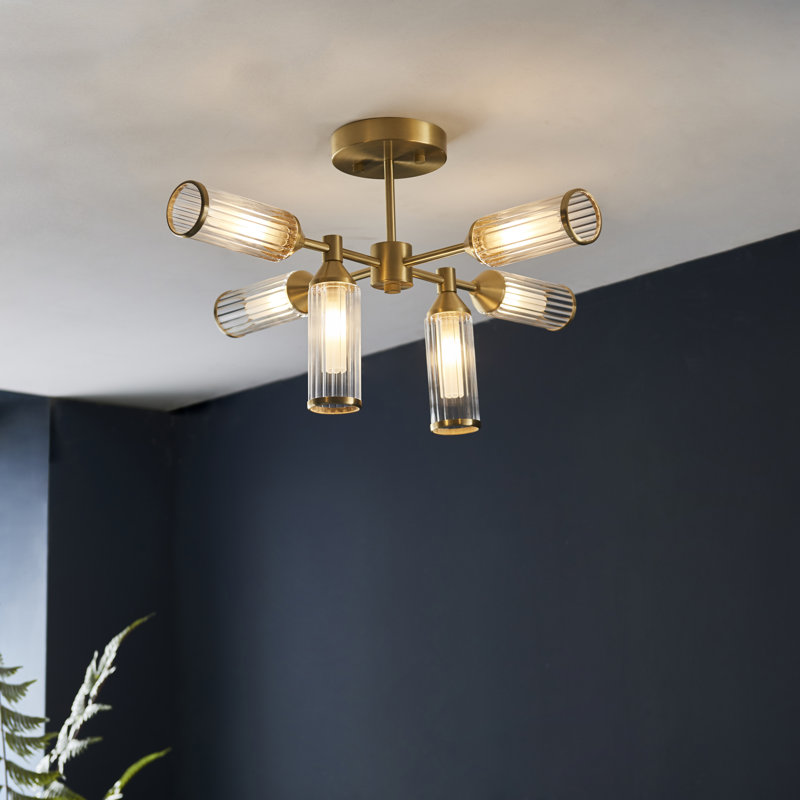 Cunningham 6-Light Satin Brass Semi Flush Mount