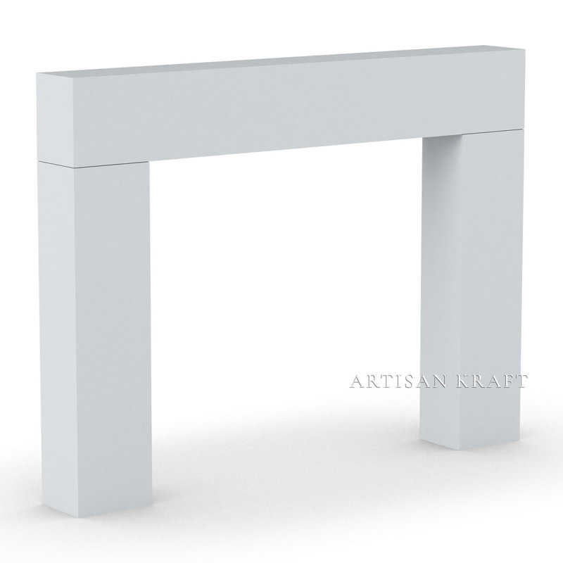 Contemporary Cast Stone Fireplace Surround with Standard Hearth, Beige, 52" H x 70" W x 10" D