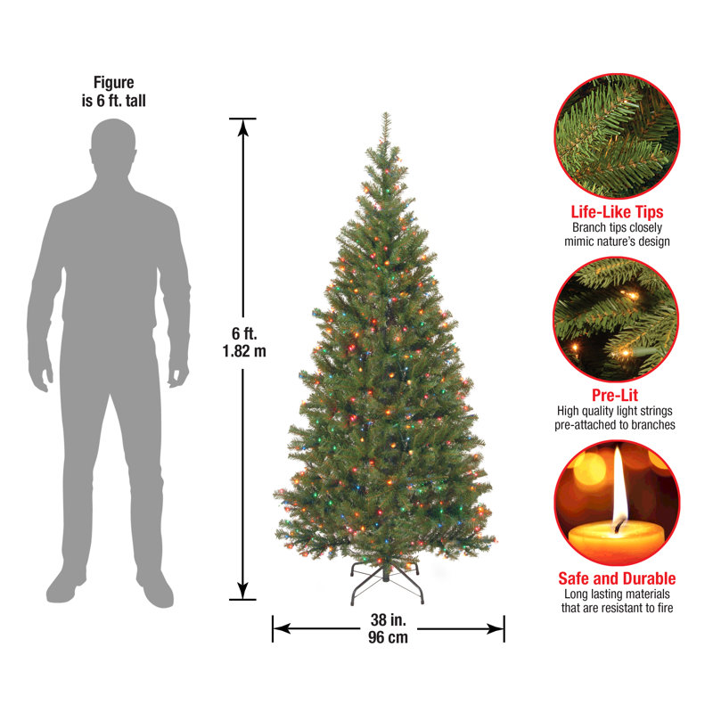 Aspen Spruce Lighted Artificial Spruce Christmas Tree, 72" H