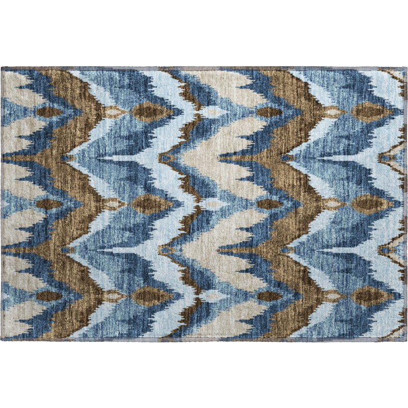 Premium Machine Washable Prisco Blue Rug, Rectangle 1'8" x 2'6"