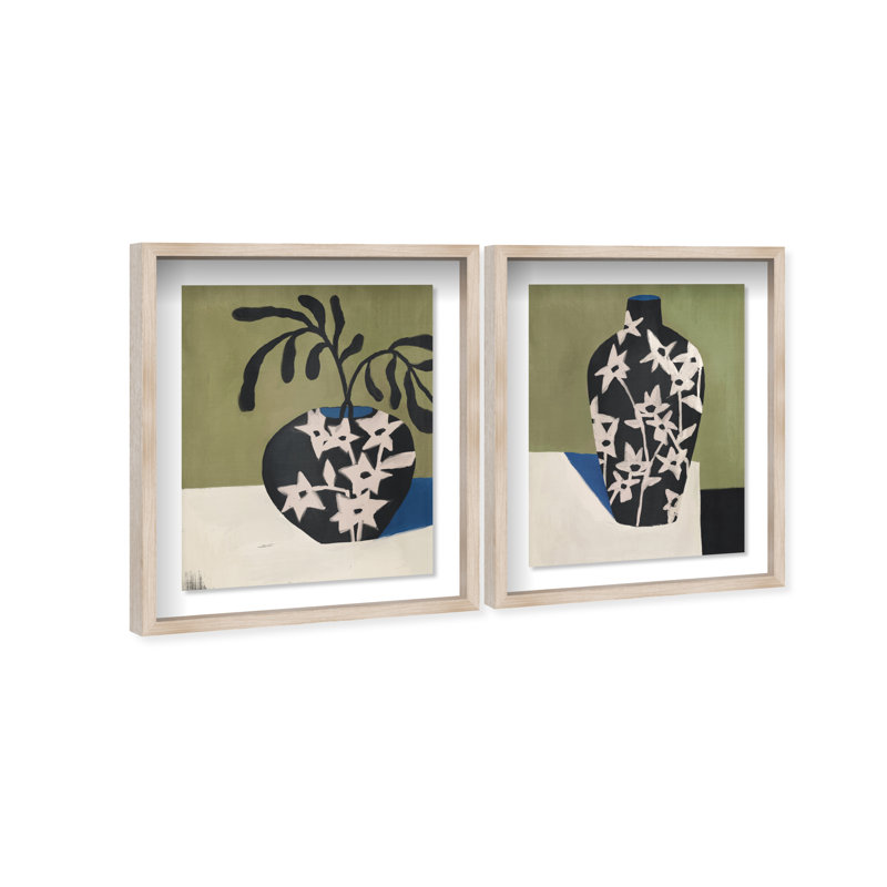 Noir Vase Set Set by Oliver Gal, 63"H x 51"W, Natural Oak Shadowbox
