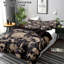 Ensemble de housse de couette gothique à motif de crâne patiné, motif de crânes éclaboussures beige sur une literie en microfibre noire, ensemble de 3 pièces, lit double très grand lit double, dossier noir uni réversible, sans insert d'édredon ni bourre de coussin-122940899