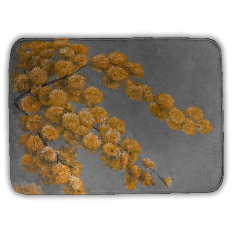 Golden wattle plant Bath Mat with Non-Slip Backing - Quick Dry Memory Foam Bathroom Rug - Absorbent - Modern Plush Spa-Style - Machine Washable