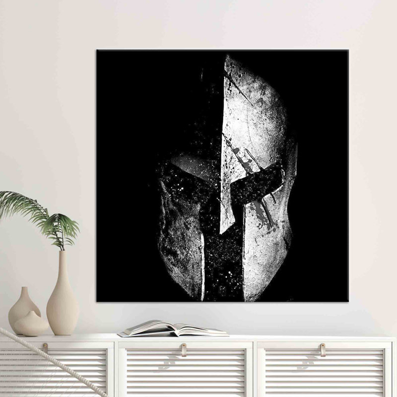 Casque Spartan Molon Labe, art mural 3D sur toile tendance pour la décoration intérieure, H 55 po x l 55 po, Toile tendue