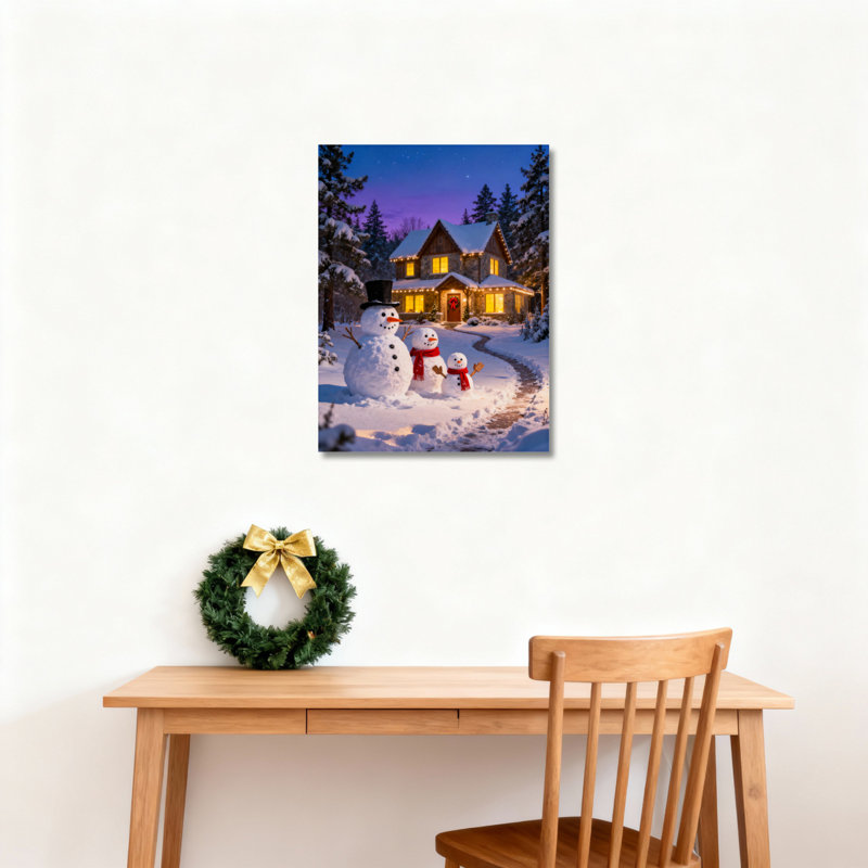 «Winter Snowy House», art mural sur toile, H 18 po x l 12 po
