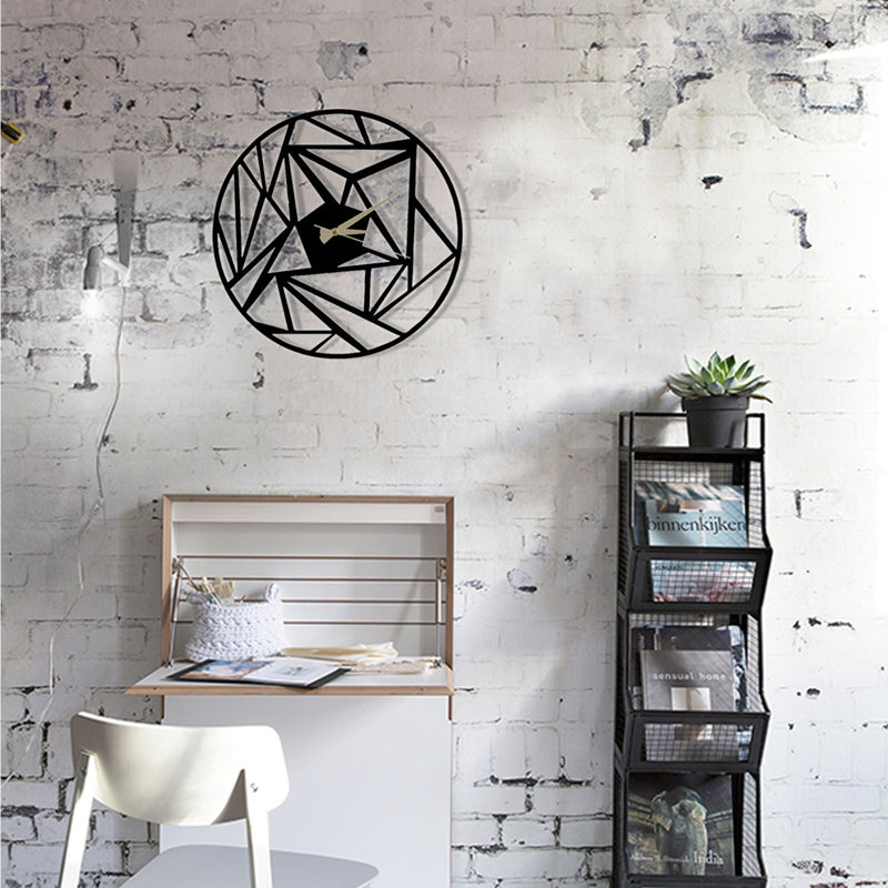Horloge murale élégante en métal noir 19,7 po x 19,7 po | 100% métal durable avec une épaisseur de 0,08 pouce | Mécanisme silencieux, fixation murale facile | Parfait pour la décoration intérieure, les espaces de bureau et les intérieurs modernes