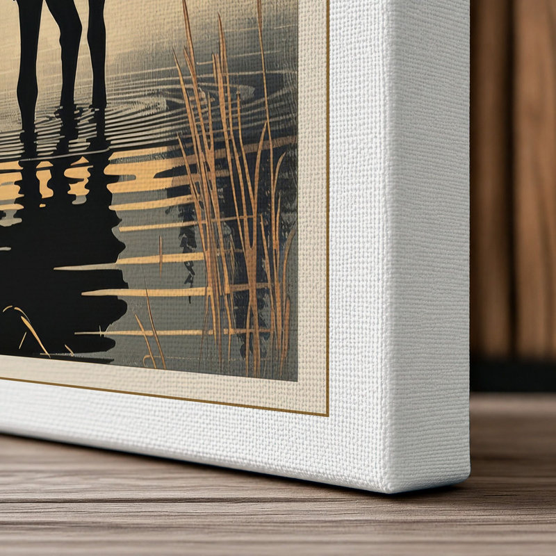Moose at Dawn Rustic - Wrapped Canvas, 18x12 - 45.7 x 30.5 cm, White Border