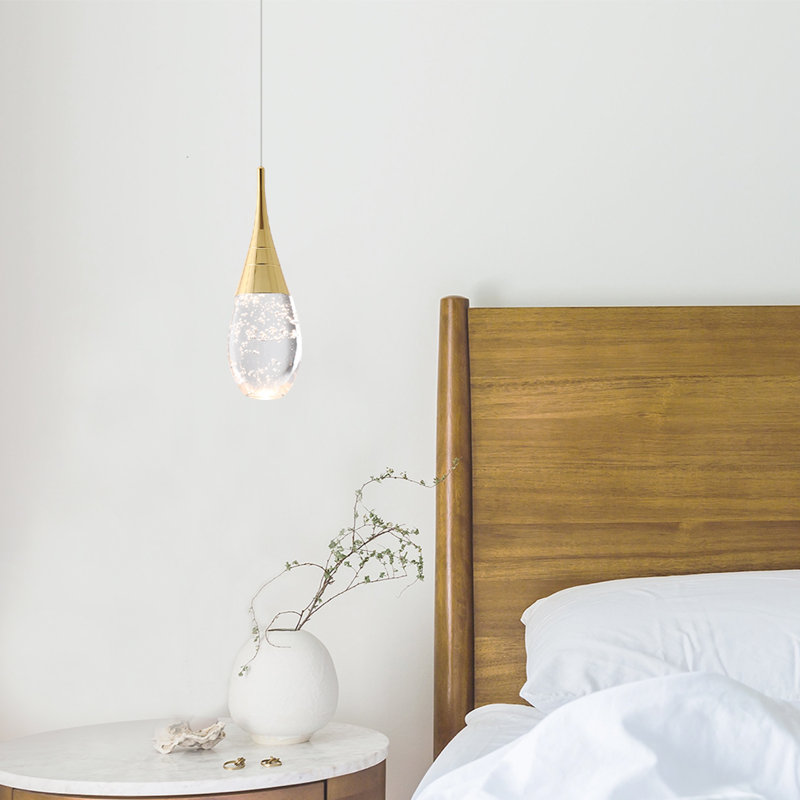 Luminaire suspendu simple à 1 lumière Lykeisha, Bulle dorée