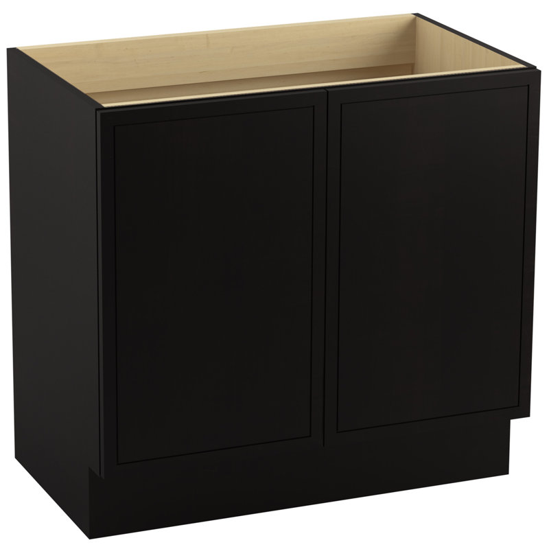 Jacquard 36" Vanity Base Only with Toe Kick and 2 Doors, Batiste noire