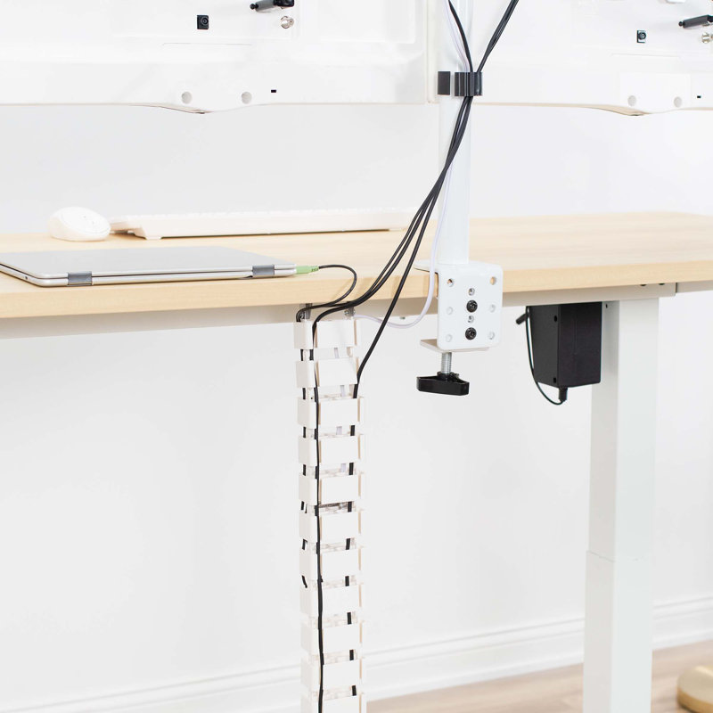 White Adjustable Vertebrae Cable Management Kit for Desk