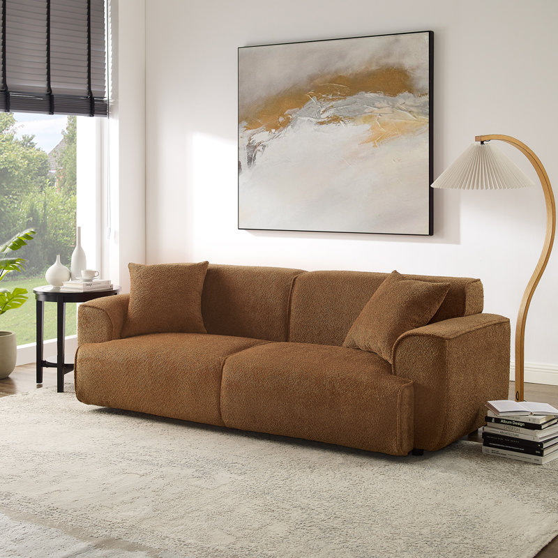 Wallas 231.1Cm Round Arms Sofa, Rust Boucle