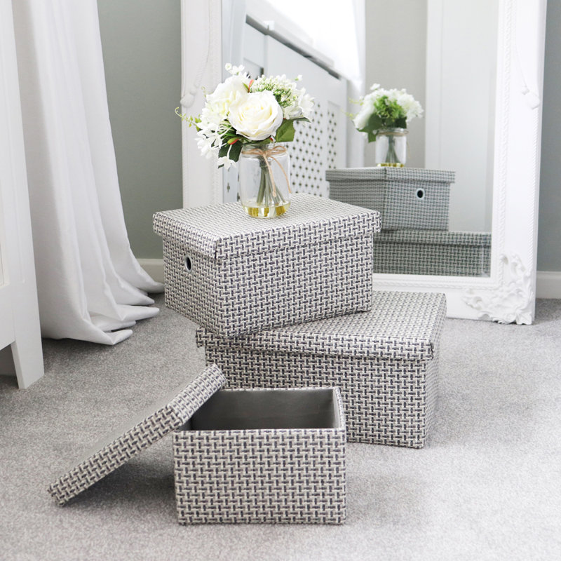 JVL Fabric Decorative Basket, Grey
