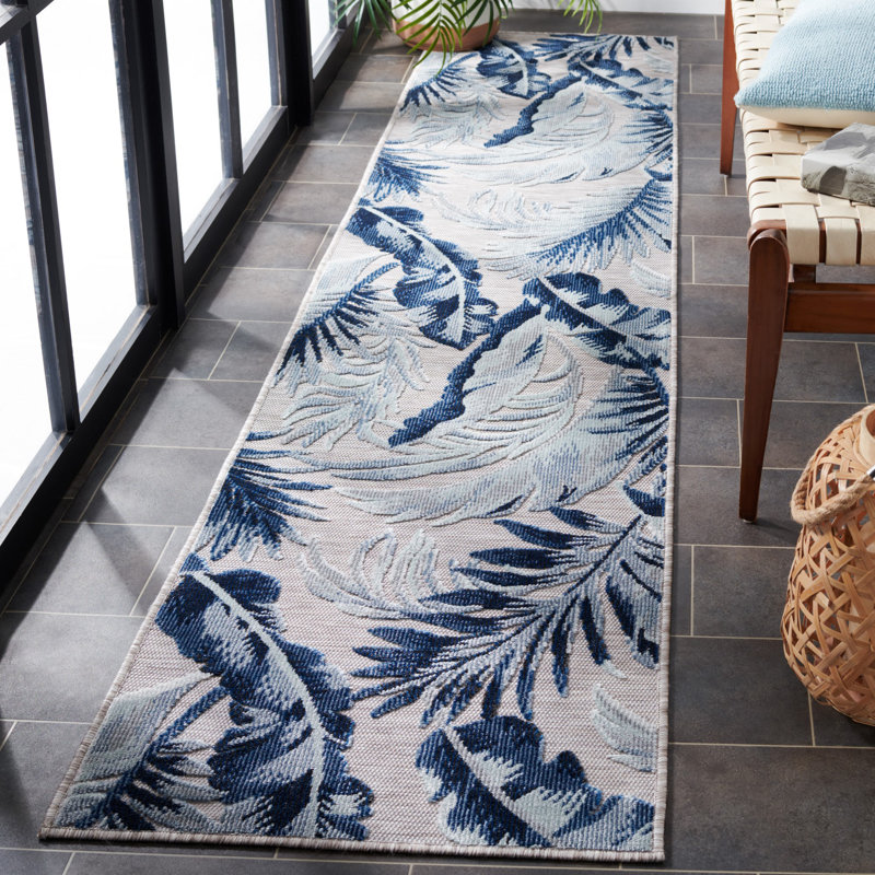 Tapis intérieur / extérieur floral Saugus, Tapis de couloir 2 pi x 9 pi