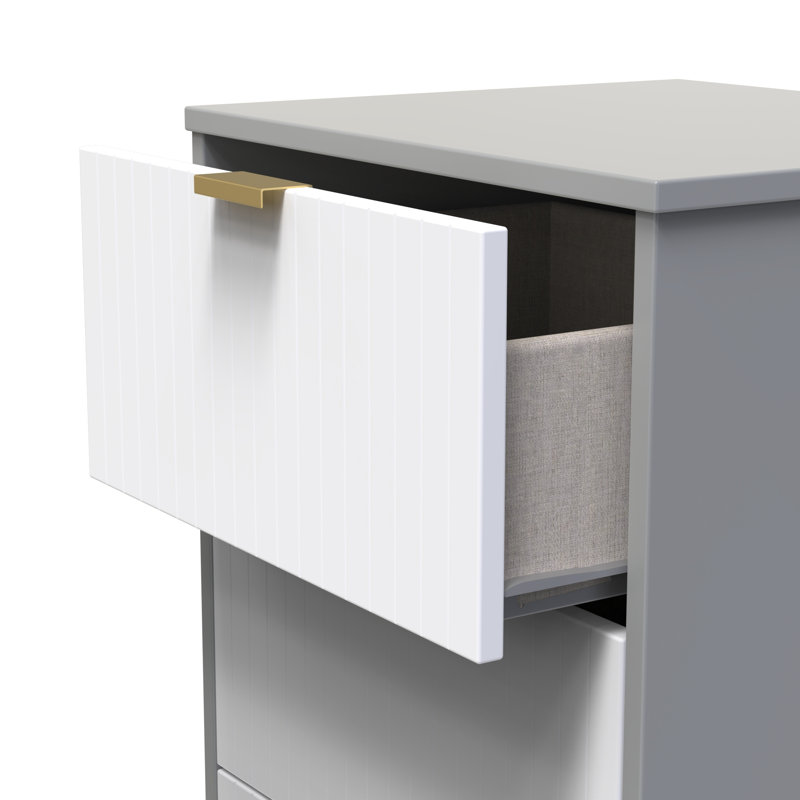 Atsumi 45cm W Manufactured Wood Bedside Table, White Matt/Dusk Grey