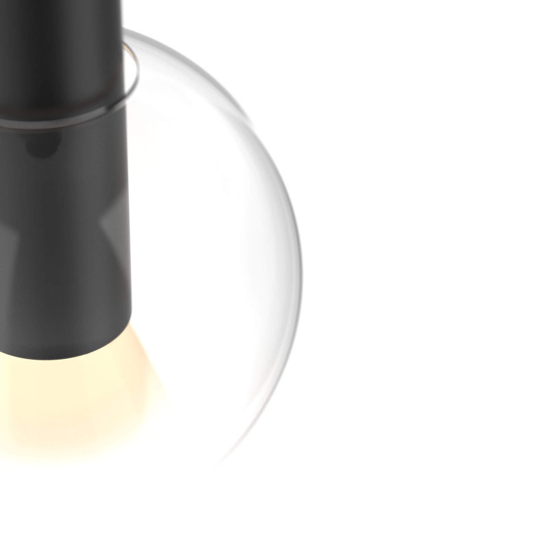 Luminaire suspendu en verre Rosson, Noir mat