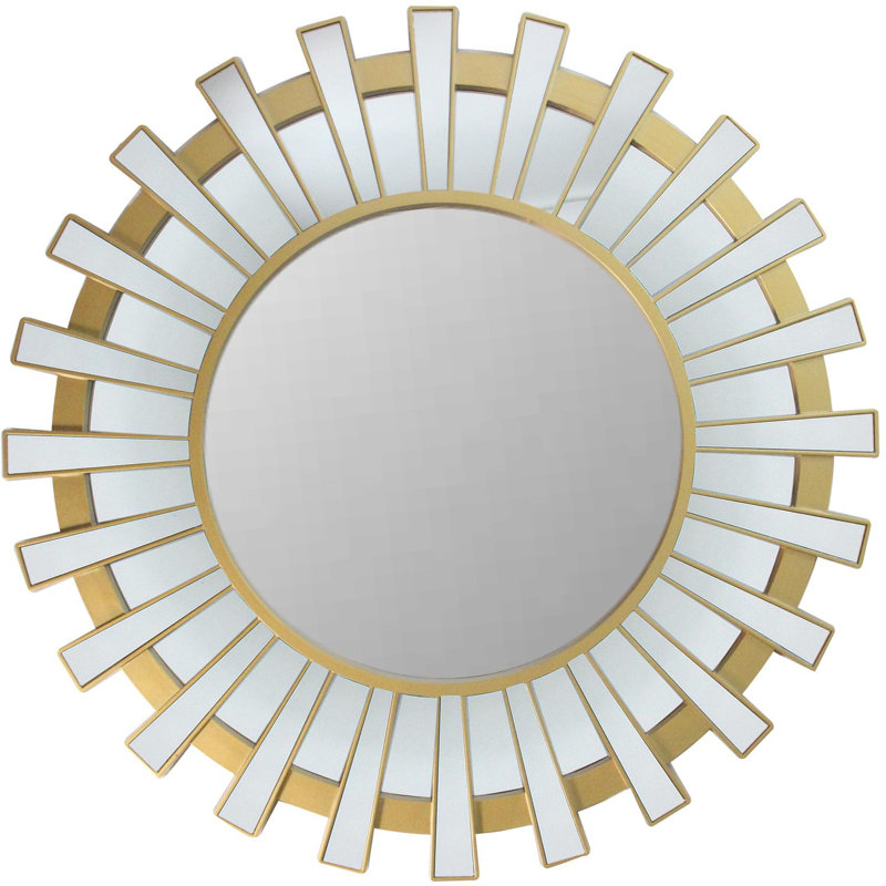 25.5" Sunburst Round Wall Mirror, Gold