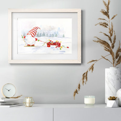 Gnome d'hiver II - Tableau encadré sous verre acrylique, grand format, idéal pour le salon