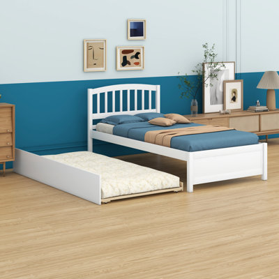 Platform Bed Wood Bed Frame With Trundle