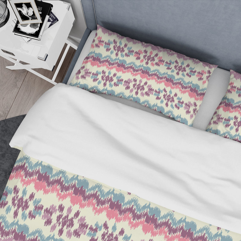 Ornement floral crème - Ensemble de housse de couette à motif, Housse de couette pour grand lit et 2 taies décor