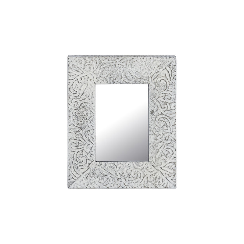 Petit miroir gris antique en fer gris, 10,25 po x 8,25 po