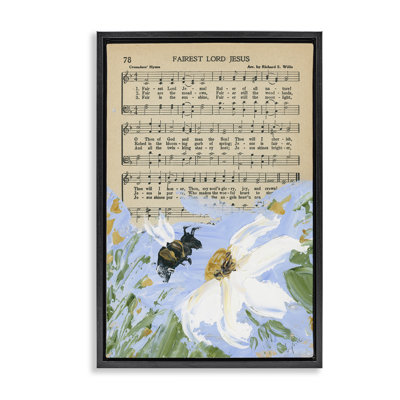 Floral Music Hymn Framed Floater Canvas by Lucille Price
