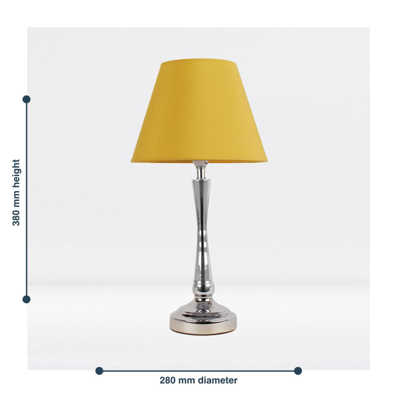 Laskowski Metal Table Lamp, Polished Chrome, Ochre