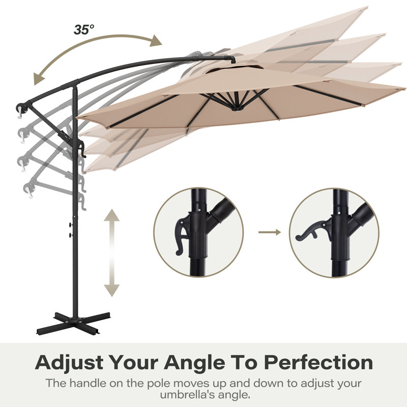 Parasol en porte-à-faux 120 "avec manivelle, Beige