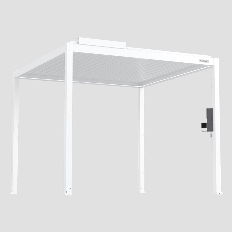 Pergola extérieure à persiennes Flexpatio D Power +, pergola en aluminium pour patio, L 20 pi x P 13 pi, White