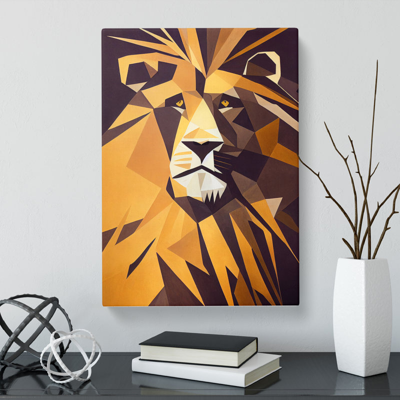 Lion Mid Century - Wrapped Canvas, 50cm H x 35cm W x 3cm D