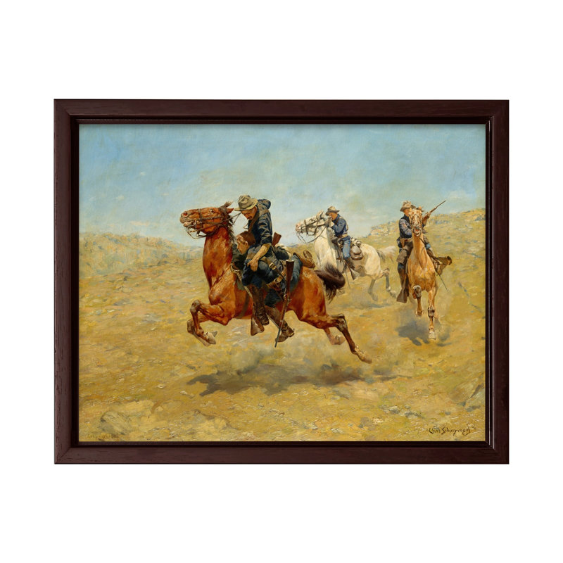 Charles Schreyvogel - My Bunkie, Canvas, 11"H x 14"W, Brown Framed
