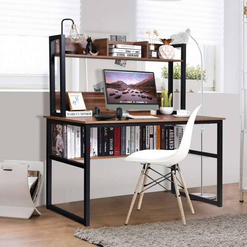 Metal Base Writing Desk, Coffee