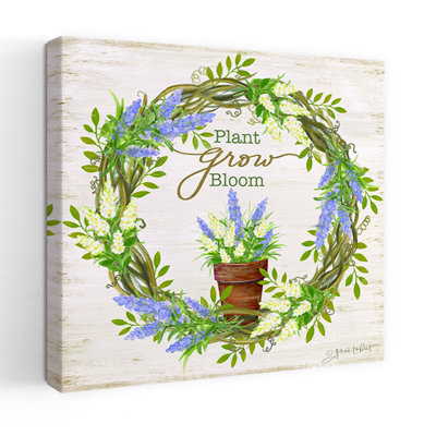 Plant Grow Bloom Wreath Contemporary Lavender Spring Art