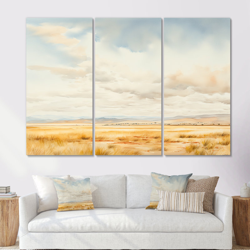 Tranquil Meadow Moments I - ensemble d'art mural sur toile Meadow, Toile tendue, H 32 po x l 48 po x P 1 po